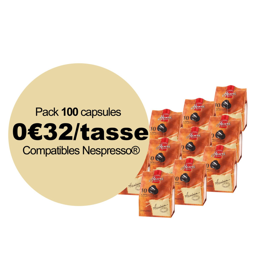 Pack 100 Capsules Pure premium arabica - Compatibles Nespresso®