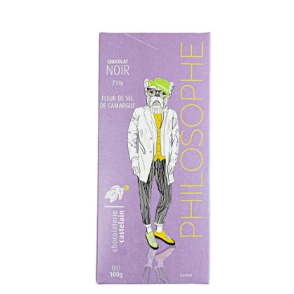 Tablette chocolat Noir 71% Fleur de Sel de Camargue BIO 100g
